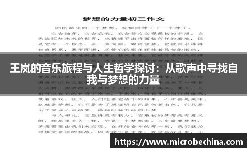王岚的音乐旅程与人生哲学探讨：从歌声中寻找自我与梦想的力量